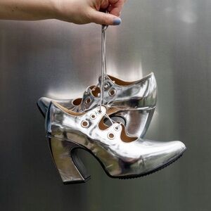 John Fluevog Silver Heels